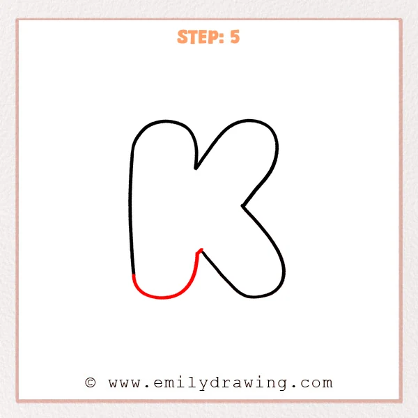 how to draw a bubble letter k - Step 5
